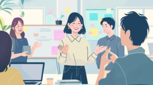 明るく議論をしている様子